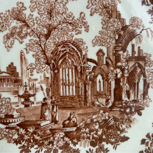 11” [RARE] copper brown VINTAGE transfer ware platter - Picture 2 of 5